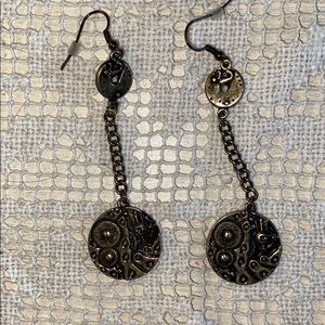 New never worn brass dangle earrings gears